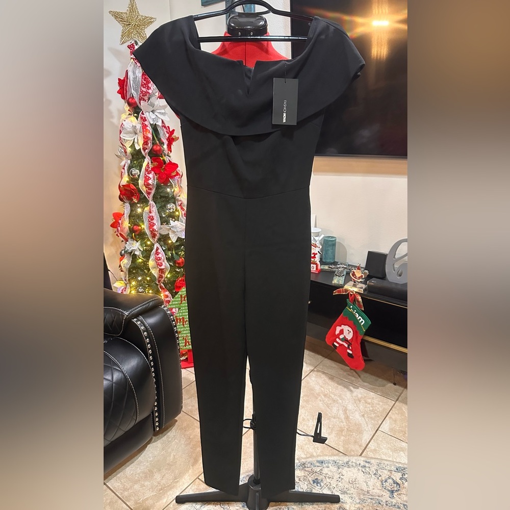 Fashion Nova Black Off-Shoulder Jumpsuit